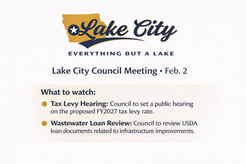 Lake City Council agenda for the Feb. 2, 2026 meeting at City Hall 